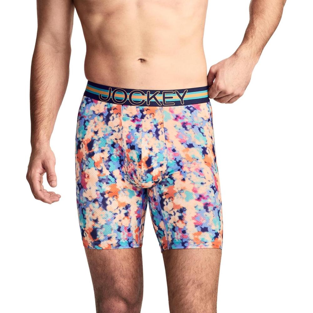 imageJockey Sport Mens Underwear Stability Pouch Microfiber 9 Long Leg Boxer BriefSport Floral