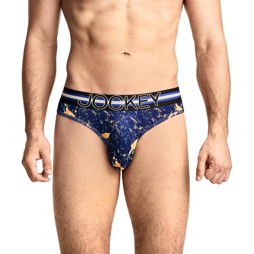 imageJockey Sport Mens Underwear Stability Pouch Microfiber ThongMarbled Navy