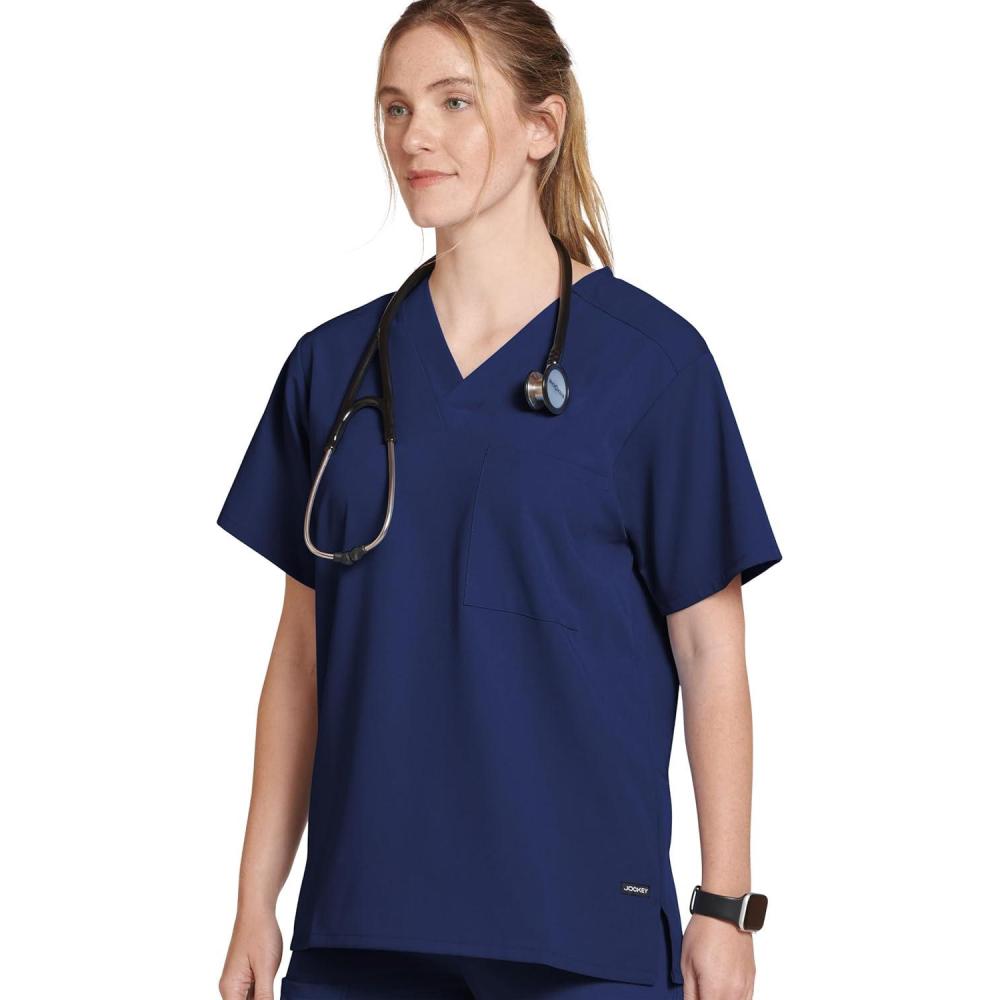 imageJockey Unisex Scrubs Classic Unisex One Pocket Stretch Scrub TopBlue