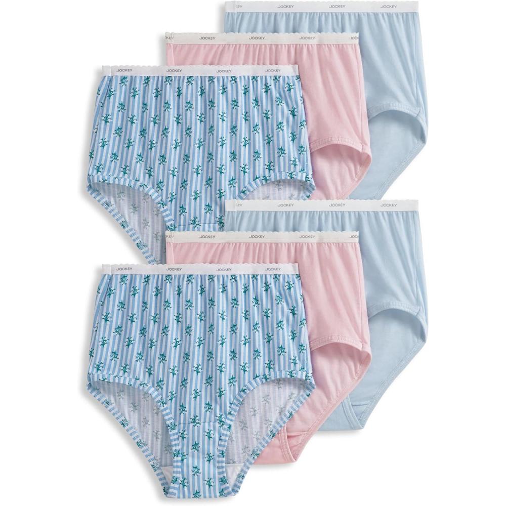 imageJockey Womens Underwear Classic Brief 6 PackElegant Blooms
