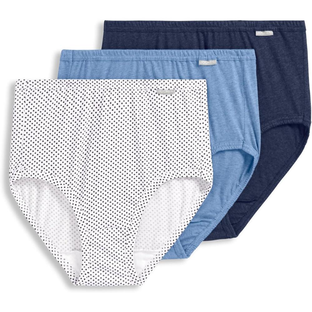 imageJockey Womens Underwear Elance Brief 3 PackDeep Blue HeatherDeep Blue DotSea Blue Heather