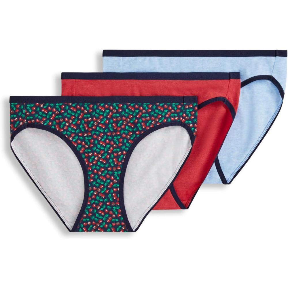 imageJockey Womens Underwear Organic Cotton Stretch Logo Bikini  3 PackFresh Cherries
