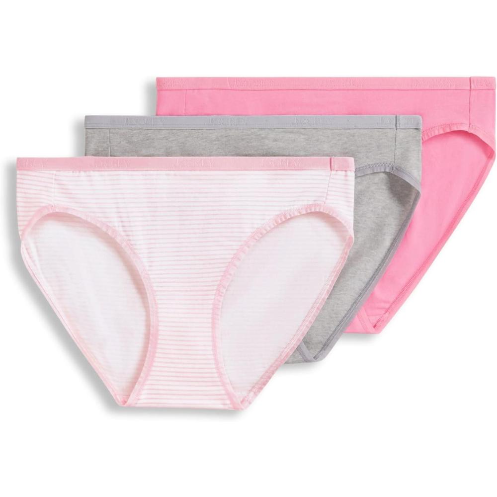 imageJockey Womens Underwear Organic Cotton Stretch Logo Bikini 3 PackTidal Blush