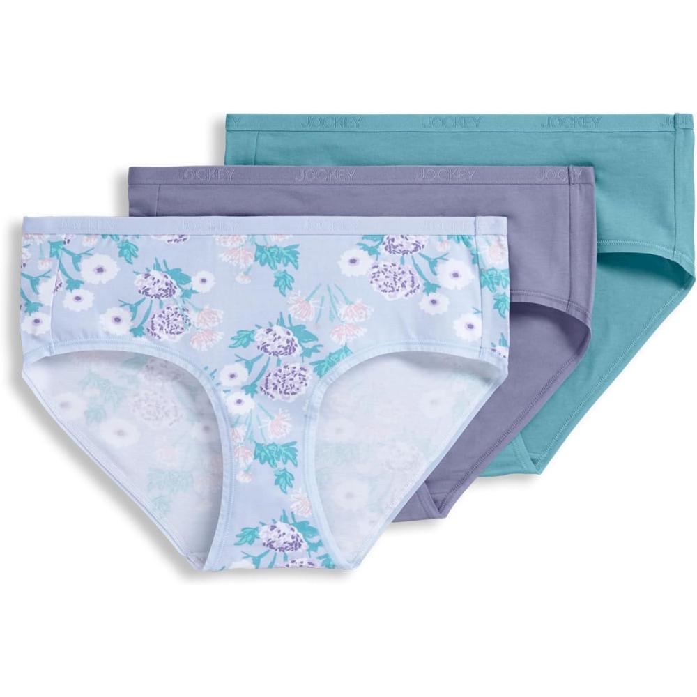 imageJockey Womens Underwear Organic Cotton Stretch Logo Hipster  3 PackDynasty Floral