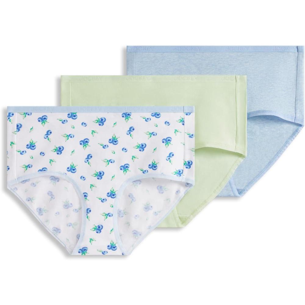imageJockey Womens Underwear Organic Cotton Stretch Logo Modern Brief 3 PackBerry Bliss