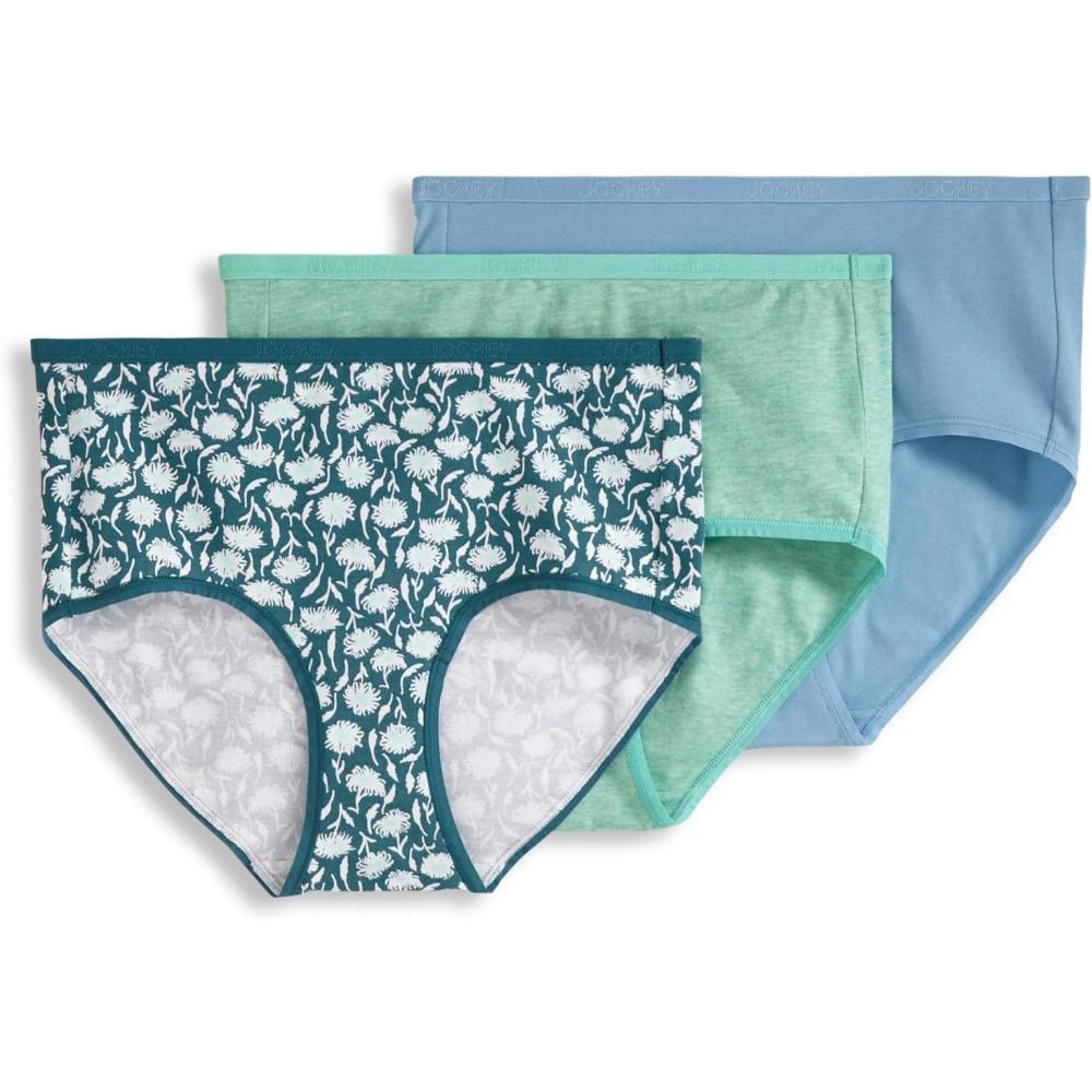 imageJockey Womens Underwear Organic Cotton Stretch Logo Modern Brief 3 PackCoastline Mix