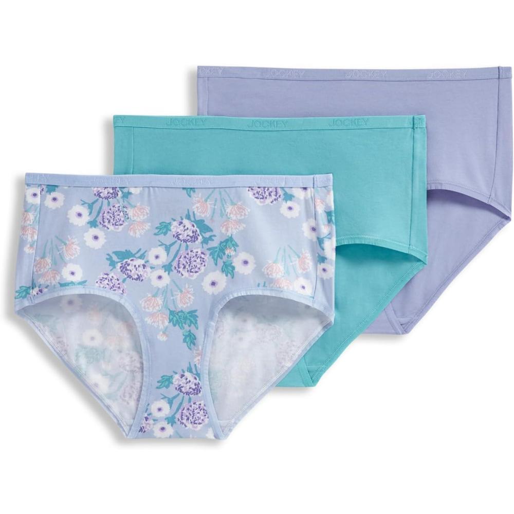 imageJockey Womens Underwear Organic Cotton Stretch Logo Modern Brief 3 PackDynasty Floral
