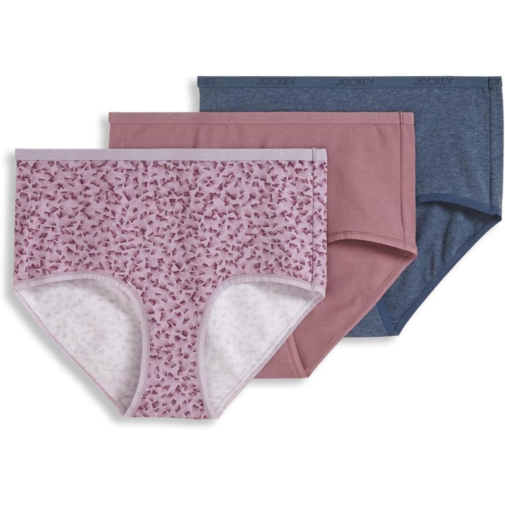 imageJockey Womens Underwear Organic Cotton Stretch Logo Modern Brief 3 PackPurple Haze Dot