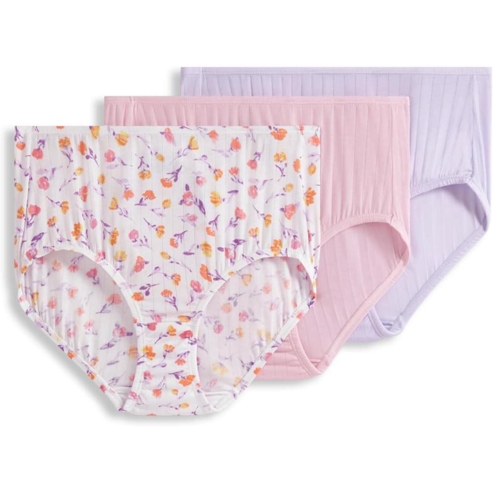 imageJockey Womens Underwear Supersoft Breathe Brief 3 PackFlower Toss
