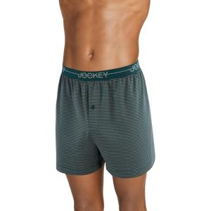 Jockey Men’s Underwear Active Microfiber 4.5″ Boxer(Slim Grey Stripe)