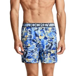 Jockey Men’s Underwear Active Microfiber 4.5″ Boxer(Watercolor Blue)