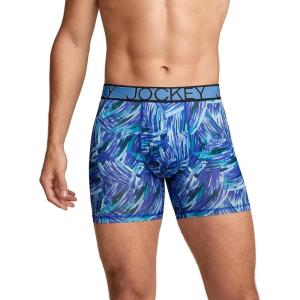 Jockey Men’s Underwear Active Microfiber 5″ Boxer Brief(Abstract Wave)