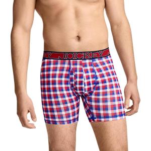 Jockey Men’s Underwear Active Microfiber 5″ Boxer Brief(Celebrate Plaid)