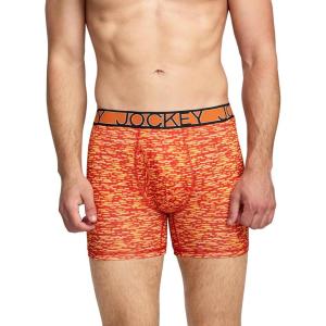 Jockey Men’s Underwear Active Microfiber 5″ Boxer Brief(Orange Waves)