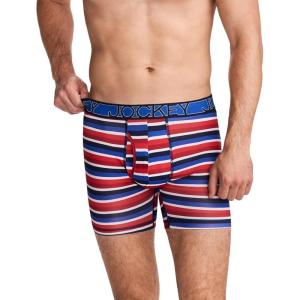 Jockey Men’s Underwear Active Microfiber 5″ Boxer Brief(Summer Stripe)