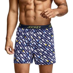 Jockey Men’s Underwear ActiveBlend Knit 5″ Boxer(Navy Geo)