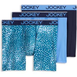 Jockey Men’s Underwear Chafe Proof Pouch Microfiber 6″ Boxer Brief – 3 Pack(Animal Teal)