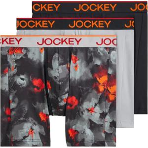 Jockey Men’s Underwear Chafe Proof Pouch Microfiber 6″ Boxer Brief – 3 Pack(Remembrance)