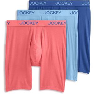 Jockey Men’s Underwear Chafe Proof Pouch Ultra Soft Modal 8.5″ Long Leg Boxer Brief – 3 Pack(Blue Sunset)