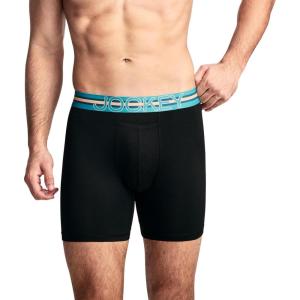 Jockey Men’s Underwear, Mens Boxer Briefs With Pouch, Sport Stability Microfiber 6″ Boxer Brief(Black Ocean)