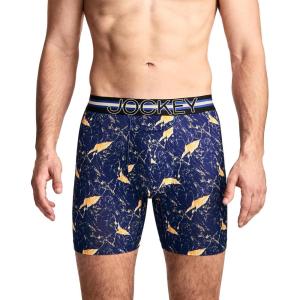 Jockey Men’s Underwear, Mens Boxer Briefs With Pouch, Sport Stability Microfiber 6″ Boxer Brief(Marbled Navy)