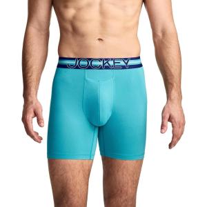 Jockey Men’s Underwear, Mens Boxer Briefs With Pouch, Sport Stability Microfiber 6″ Boxer Brief(Ocean Teal)