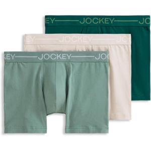 Jockey Men’s Underwear Organic Cotton Stretch 4″ Trunk – 3 Pack(Evergreen Mist)