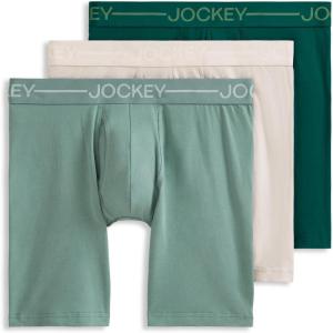 Jockey Men’s Underwear Organic Cotton Stretch 6.5″ Boxer Brief – 3 Pack(Evergreen Mist)