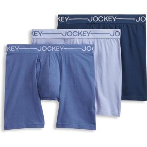 Jockey Men’s Underwear Organic Cotton Stretch 6.5″ Boxer Brief – 3 Pack(Lake Sky/Tornado Blue/Ink Well)