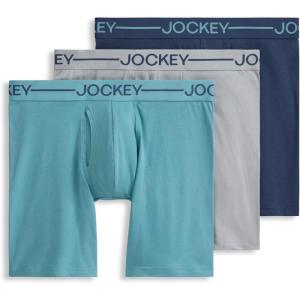 Jockey Men’s Underwear Organic Cotton Stretch 6.5″ Boxer Brief – 3 Pack(Nocturne Cove)