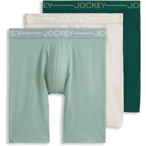Jockey Men’s Underwear Organic Cotton Stretch 9.5″ Long Leg Boxer Brief – 3 Pack(Evergreen Mist)