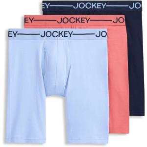Jockey Men’s Underwear Organic Cotton Stretch 9.5″ Long Leg Boxer Brief – 3 Pack(Sky Bloom)