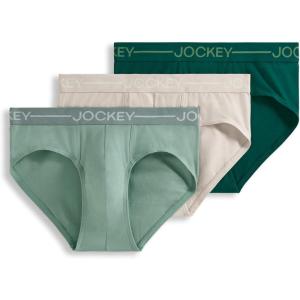 Jockey Men’s Underwear Organic Cotton Stretch Brief – 3 Pack(Evergreen Mist)