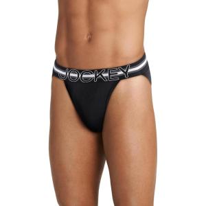 Jockey Men’s Underwear Sport Stability Pouch Microfiber String Bikini(Black Out)