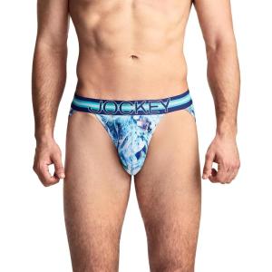 Jockey Men’s Underwear Sport Stability Pouch Microfiber String Bikini(Blue Stones)