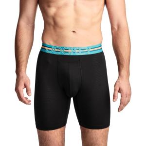 Jockey Sport Men’s Underwear Stability Pouch Microfiber 9″ Long Leg Boxer Brief(Black Ocean)