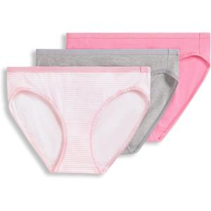 Jockey Women’s Underwear Organic Cotton Stretch Logo Bikini – 3 Pack(Tidal Blush)