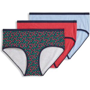 Jockey Women’s Underwear Organic Cotton Stretch Logo Hipster – 3 Pack(Fresh Cherries)