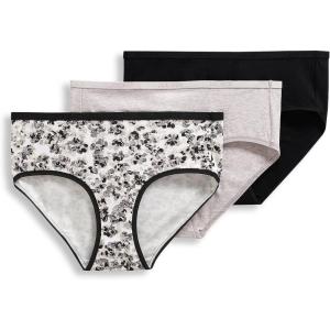 Jockey Women’s Underwear Organic Cotton Stretch Logo Hipster – 3 Pack(Grey Heather/Placid Black Petals/Black)