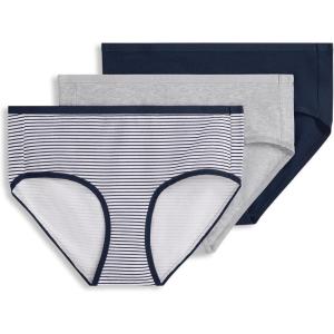 Jockey Women’s Underwear Organic Cotton Stretch Logo Hipster – 3 Pack(Jockey Stripe)