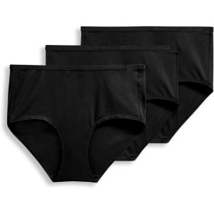 Jockey Women’s Underwear Organic Cotton Stretch Logo Modern Brief – 3 Pack(Black)