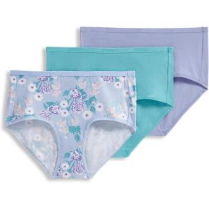 Jockey Women’s Underwear Organic Cotton Stretch Logo Modern Brief – 3 Pack(Dynasty Floral)