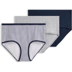 Jockey Women’s Underwear Organic Cotton Stretch Logo Modern Brief – 3 Pack(Jockey Stripe)
