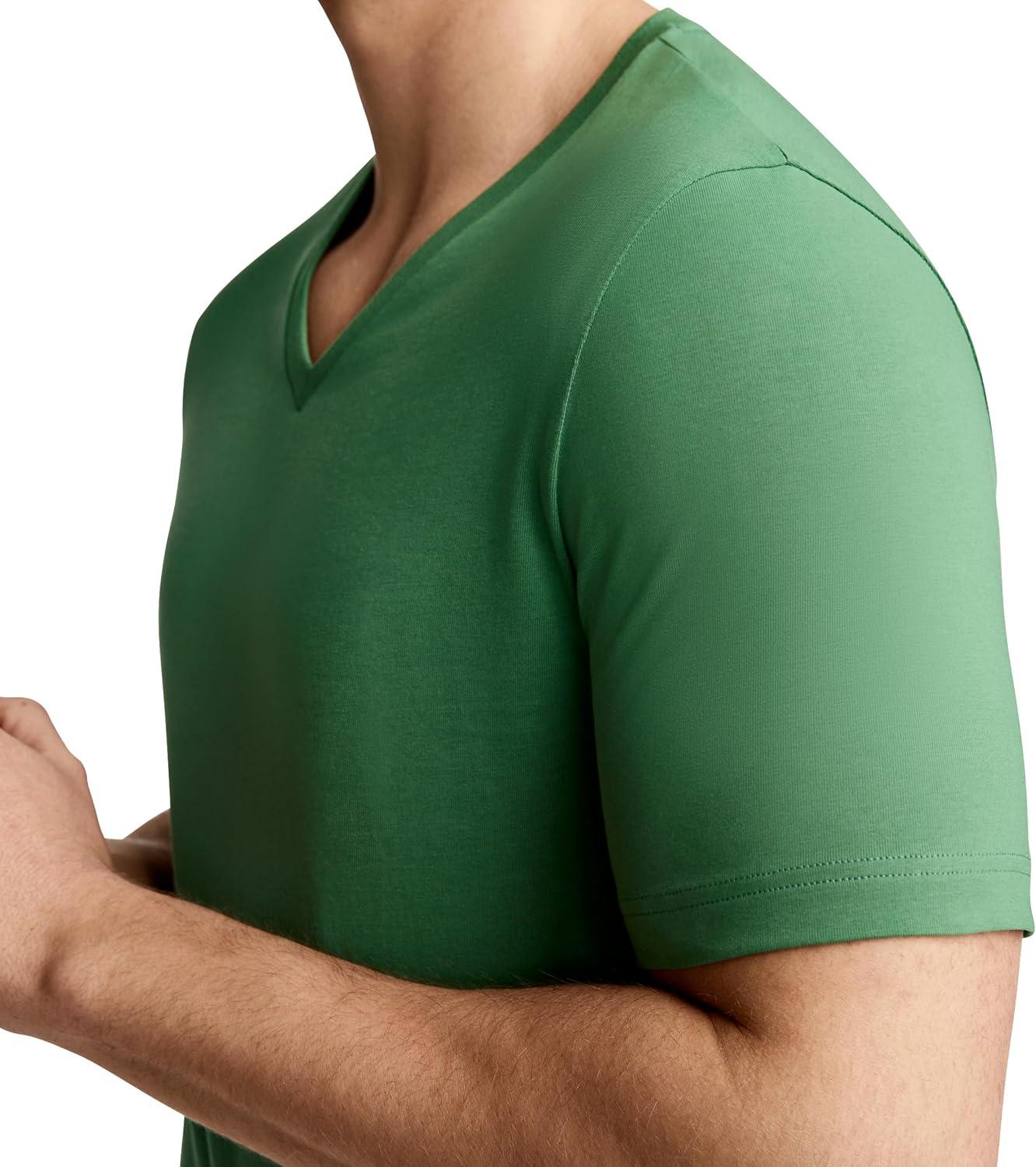 imageJockey Mens Casualwear Made2Fit VNeck TShirtBadge Green