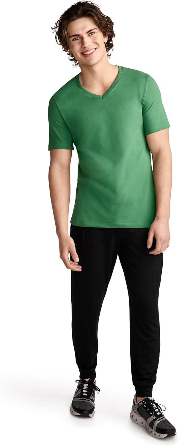 imageJockey Mens Casualwear Made2Fit VNeck TShirtBadge Green