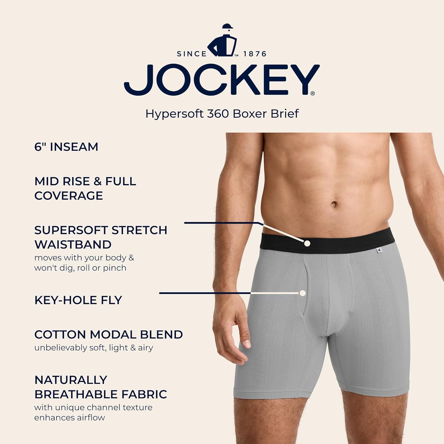 imageJockey Mens Underwear Hypersoft 360 6 Boxer Brief 3 PackNocturne Mist