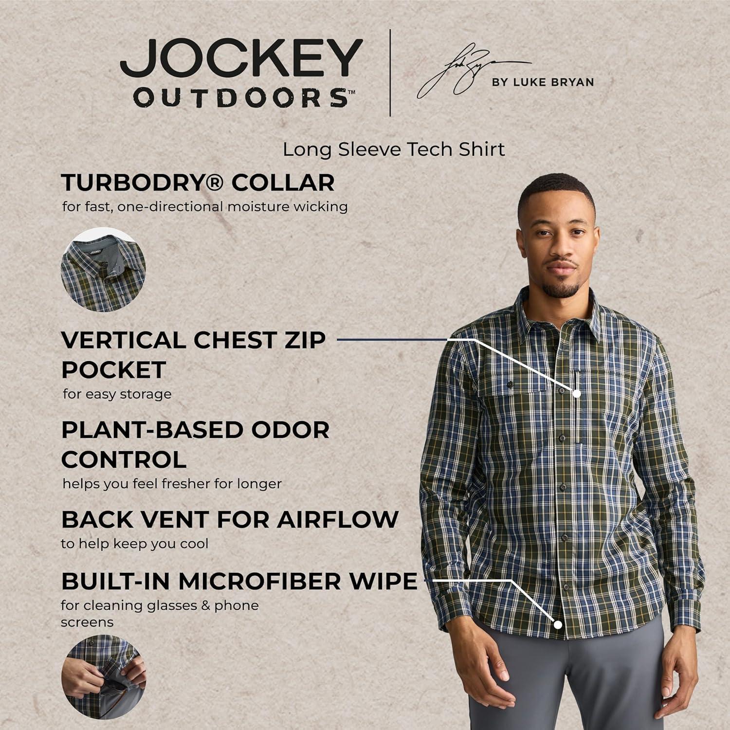 imageJockey Outdoors Mens Casualwear Long Sleeve Tech ShirtPlaid Leaf