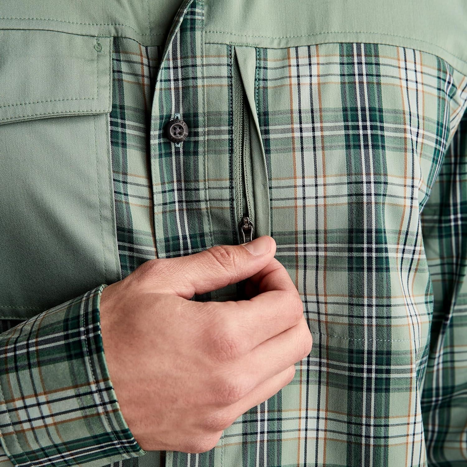 imageJockey Outdoors Mens Casualwear Long Sleeve Tech ShirtPlaid Leaf