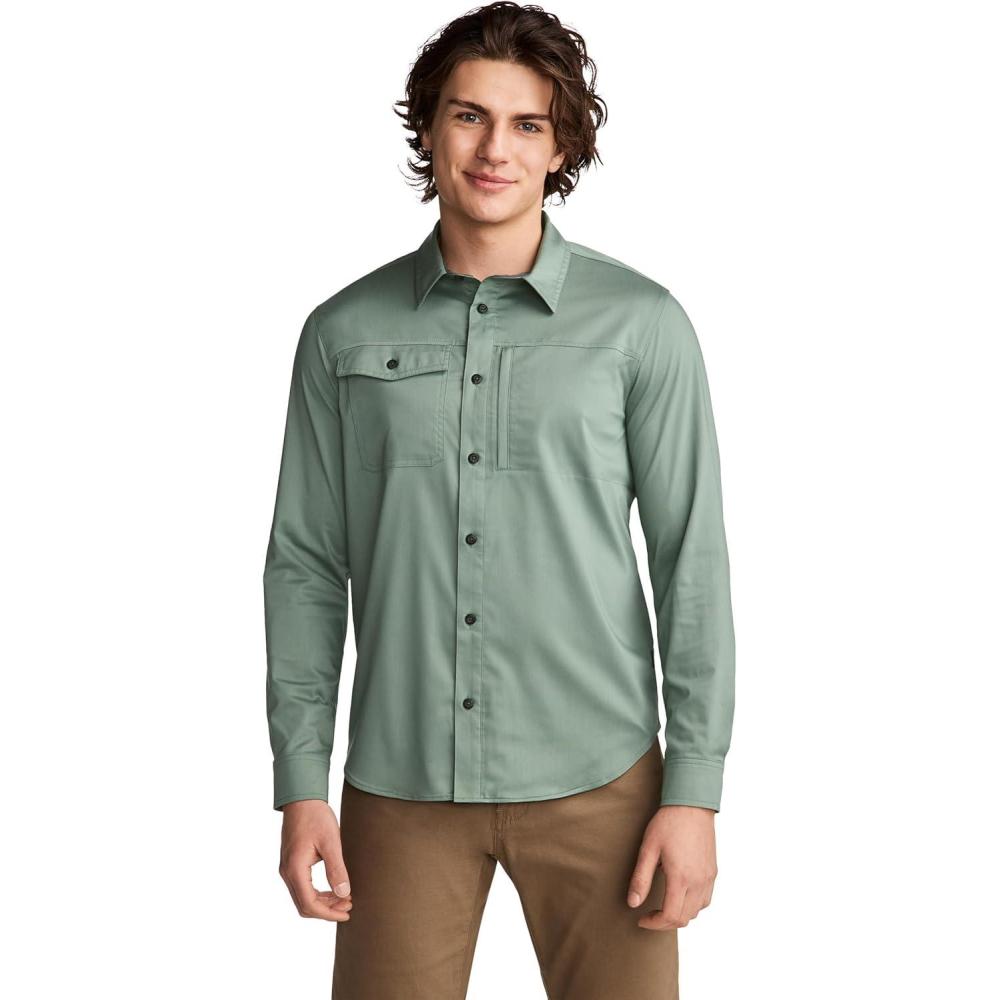 imageJockey Outdoors Mens Casualwear Long Sleeve Tech ShirtEvergreen Mist