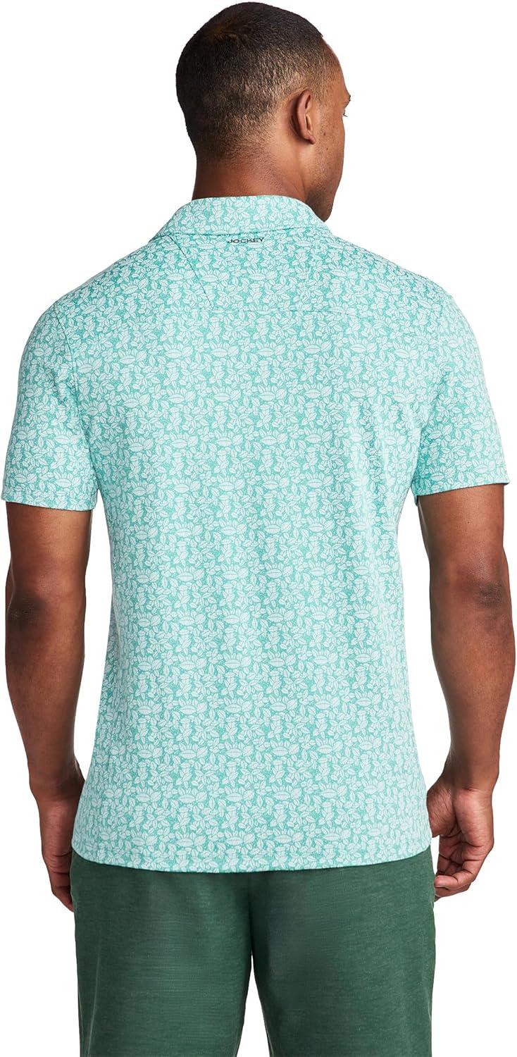 imageJockey Mens Activewear EverActive Tech Pique PoloInky Leaves